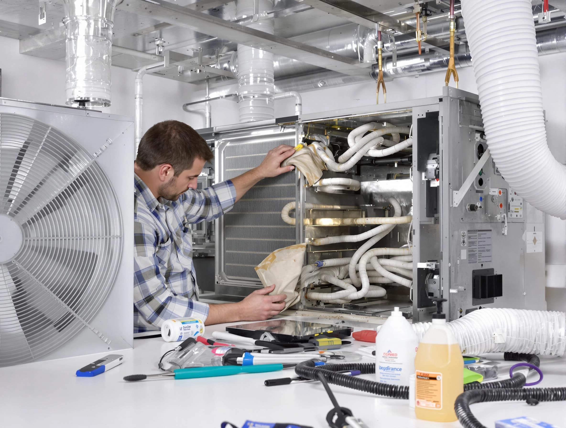 Cumberland Air Duct Cleaning specialist performing precision AC coil cleaning in Cumberland