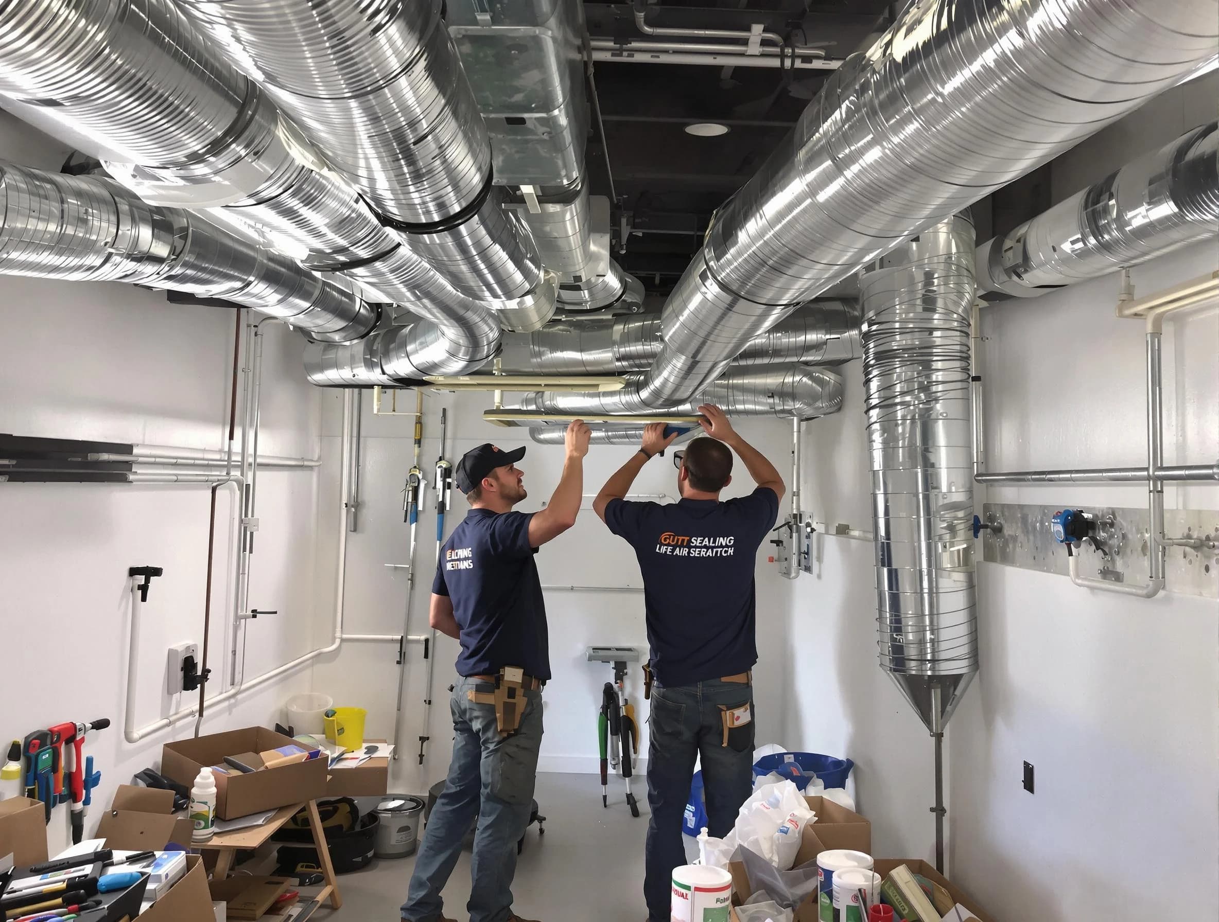 Cumberland Air Duct Cleaning technician applying professional duct sealing solutions in Cumberland