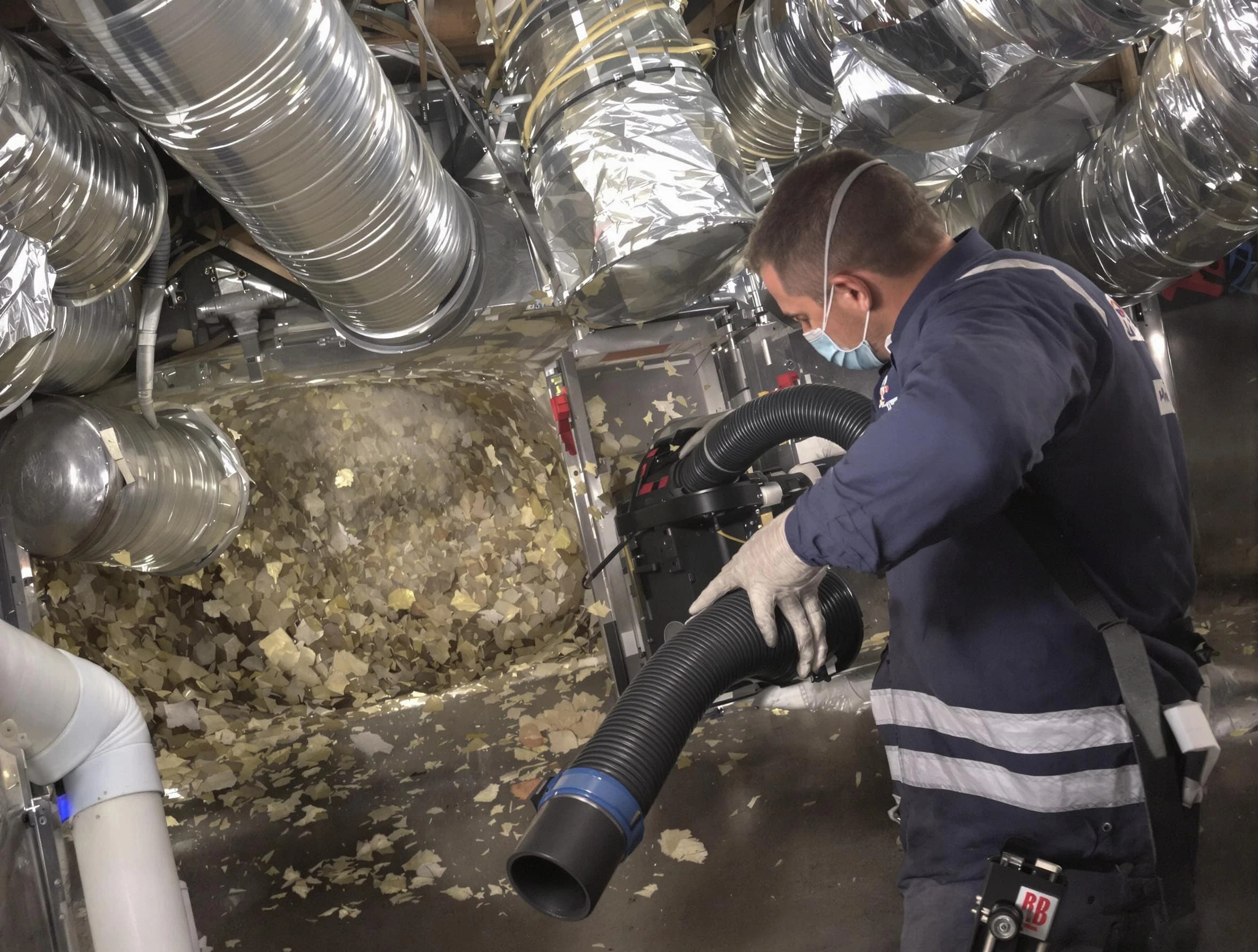 Cumberland Air Duct Cleaning specialist operating negative pressure cleaning equipment for thorough duct maintenance in Cumberland