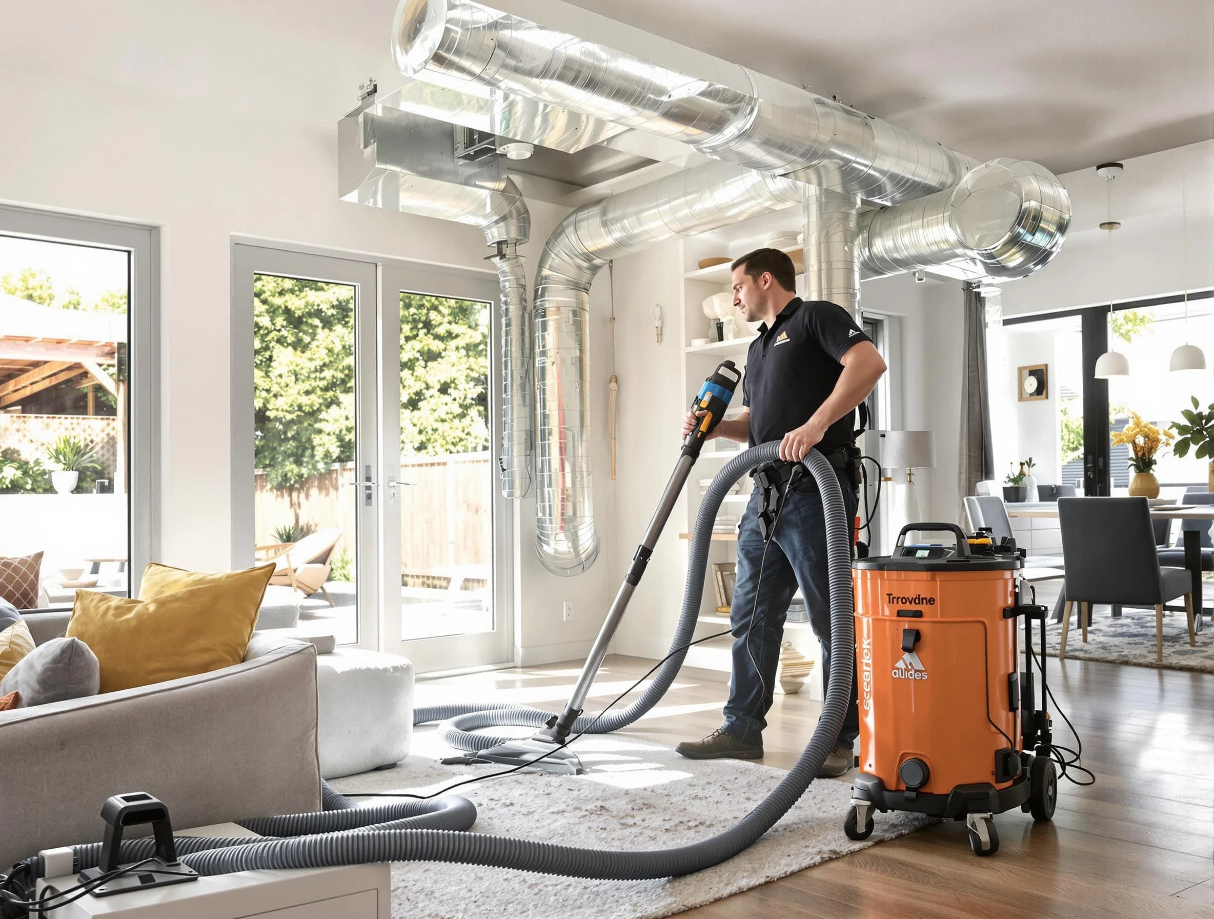 Cumberland Air Duct Cleaning specialist performing thorough residential duct cleaning using advanced equipment in Cumberland