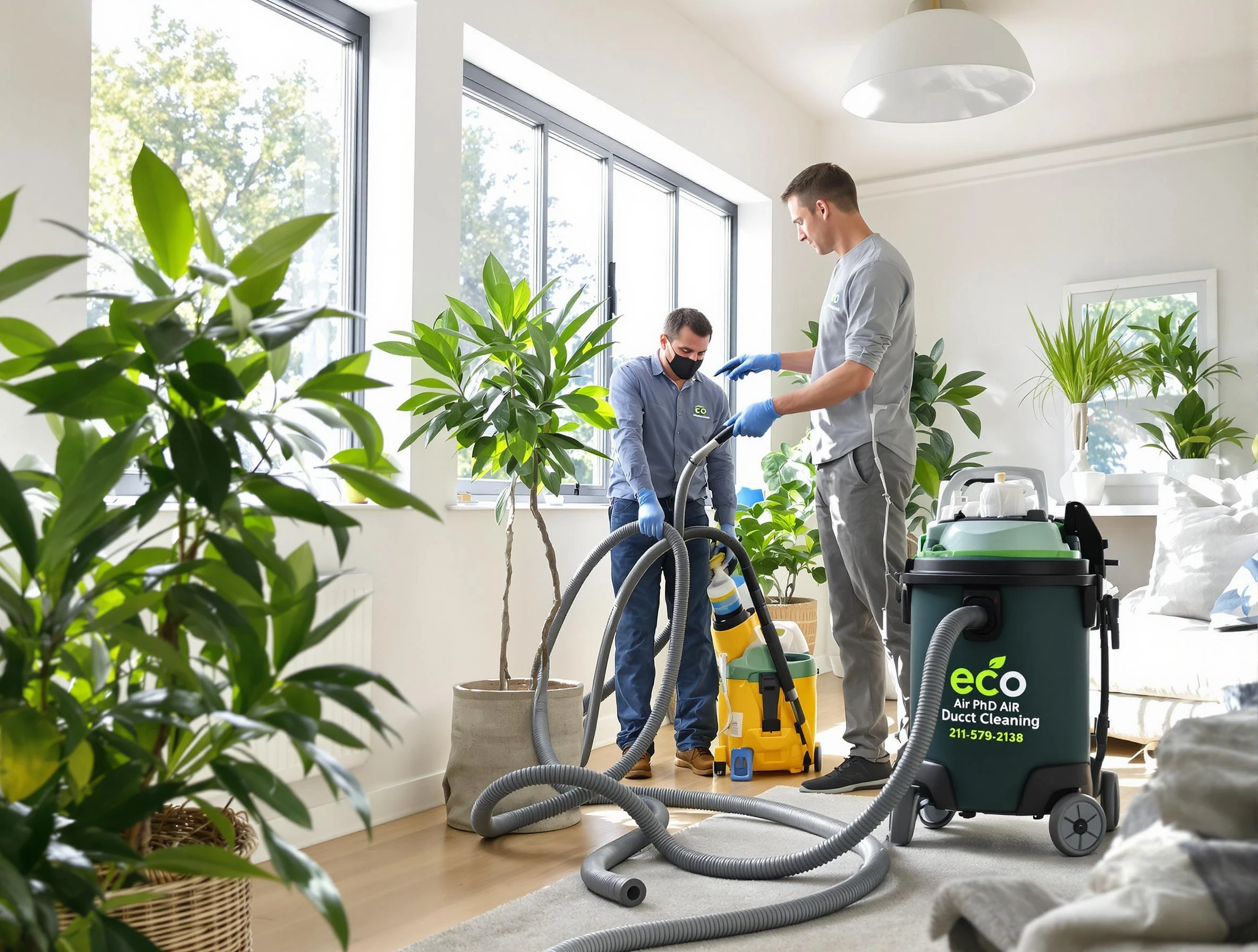 Cumberland Air Duct Cleaning technician performing eco-friendly duct cleaning using sustainable methods in Cumberland
