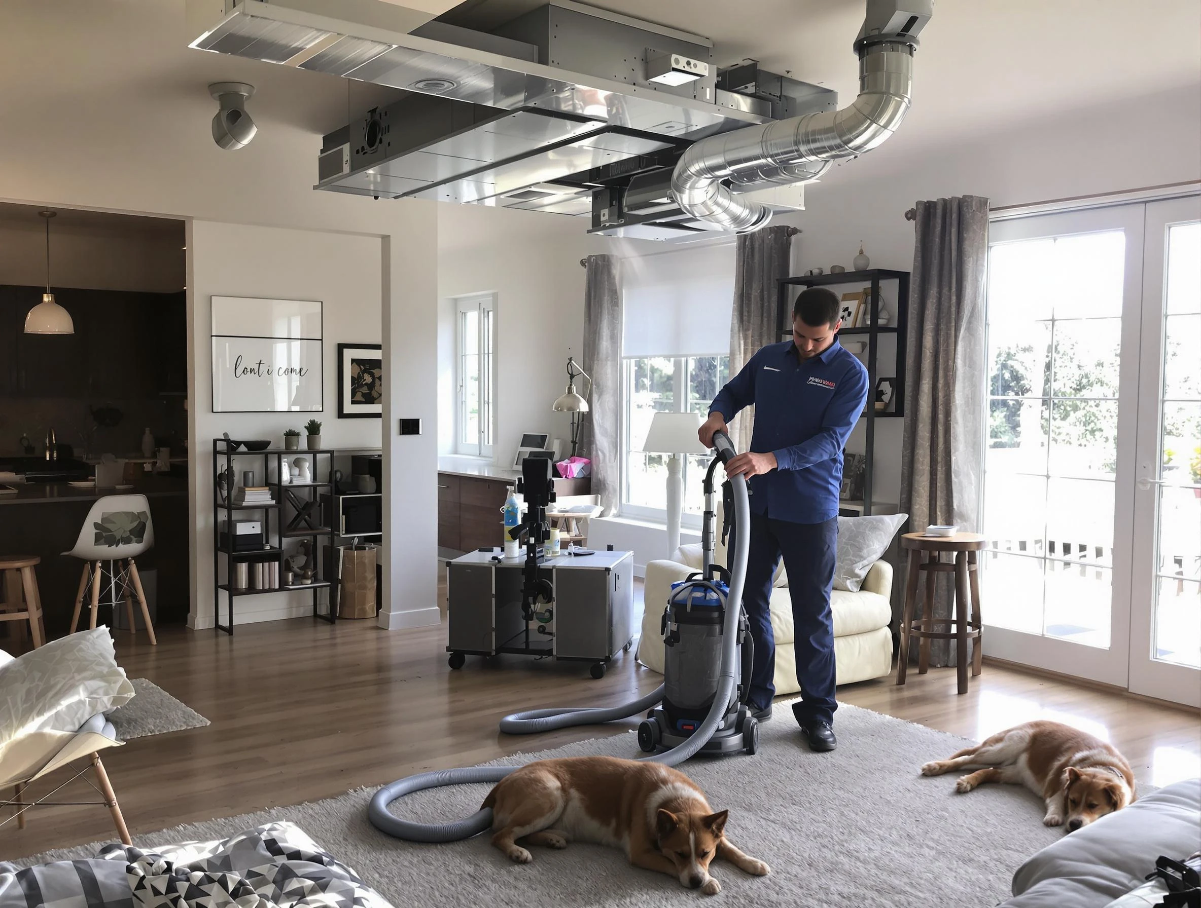 Cumberland Air Duct Cleaning technician performing detailed indoor duct cleaning for improved air quality in Cumberland