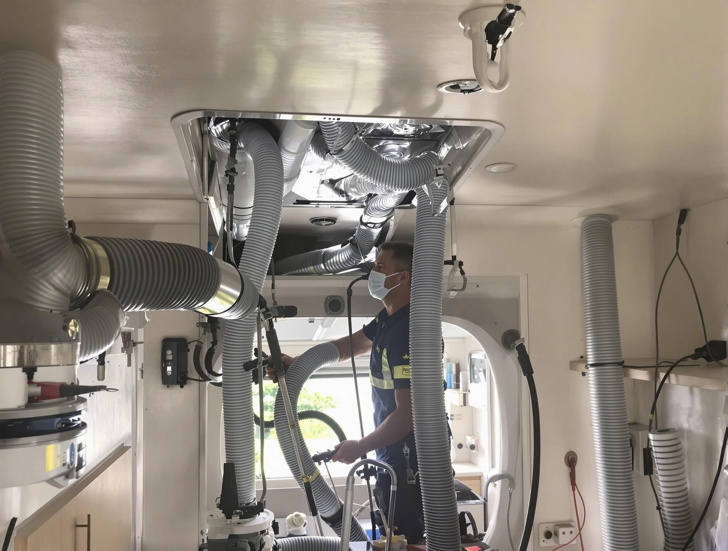 Cumberland Air Duct Cleaning specialist performing precise mobile home duct cleaning in Cumberland