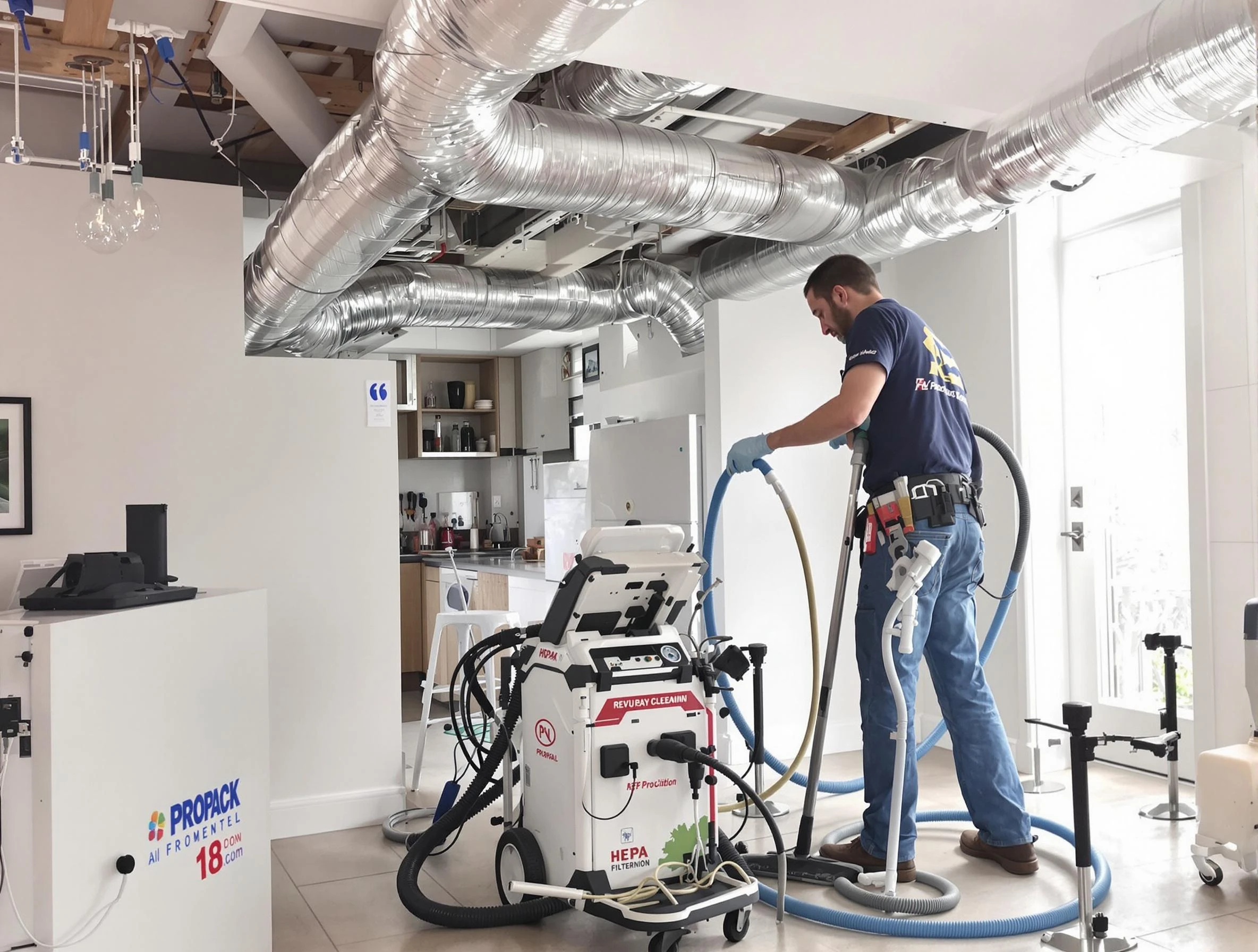 Cumberland Air Duct Cleaning technician performing advanced pure duct cleaning with specialized equipment in Cumberland